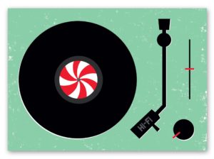 record player holiday card