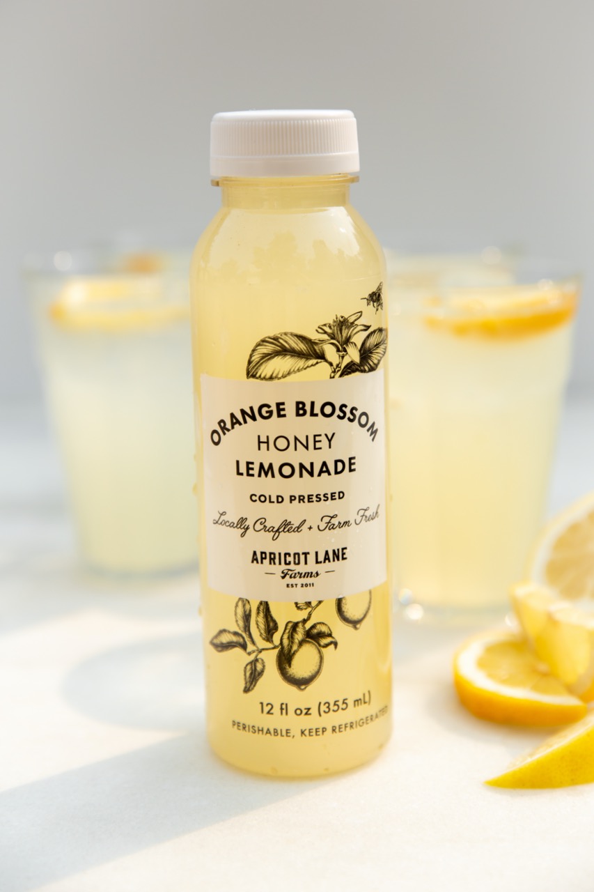 apricot lane farms lemonade bottle with lemons