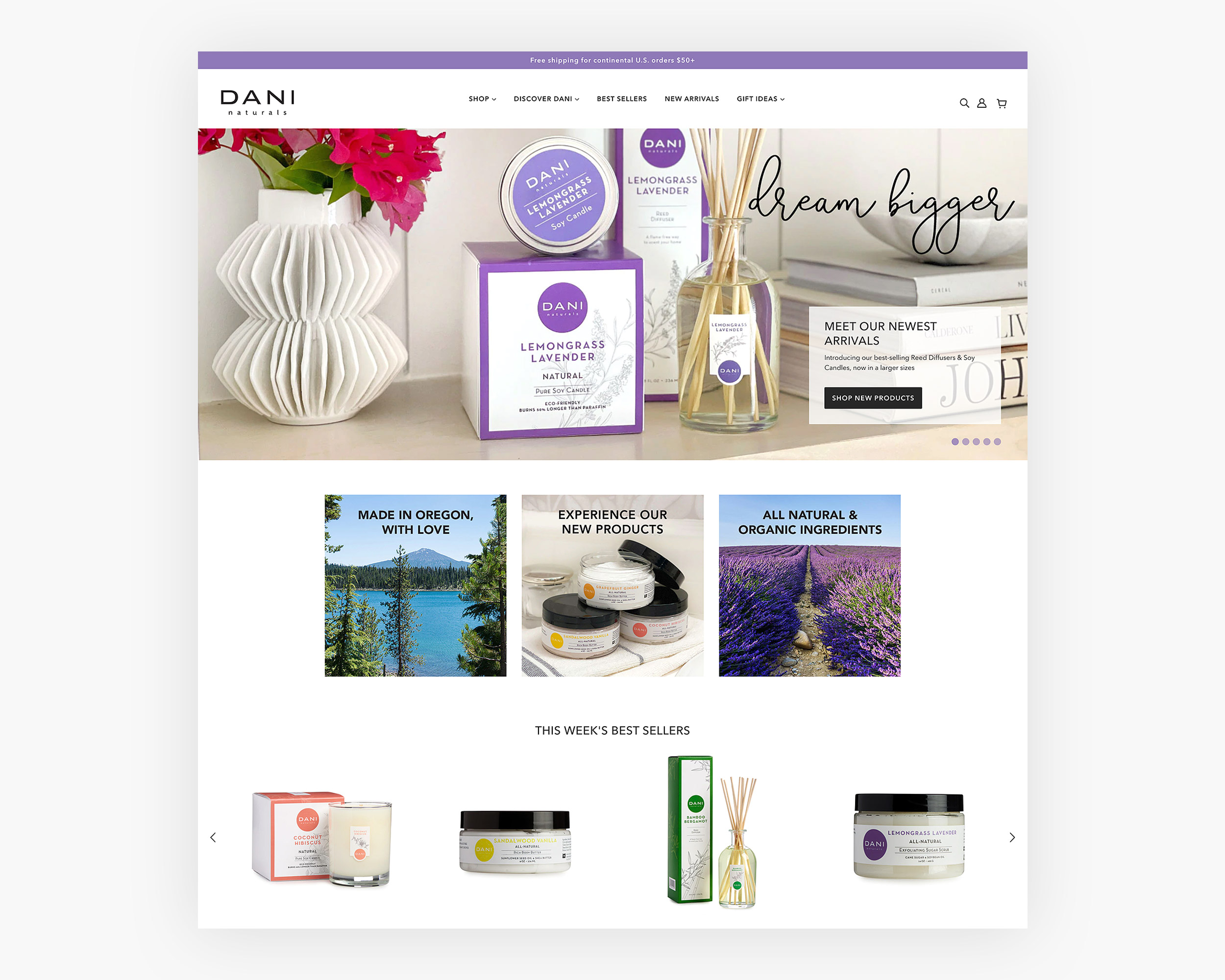 dani naturals web development ecommerce consumer bath body
