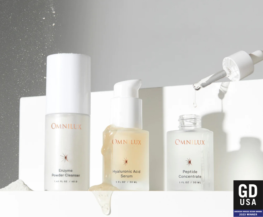 Omnilux skincare range graphic design magazine winner